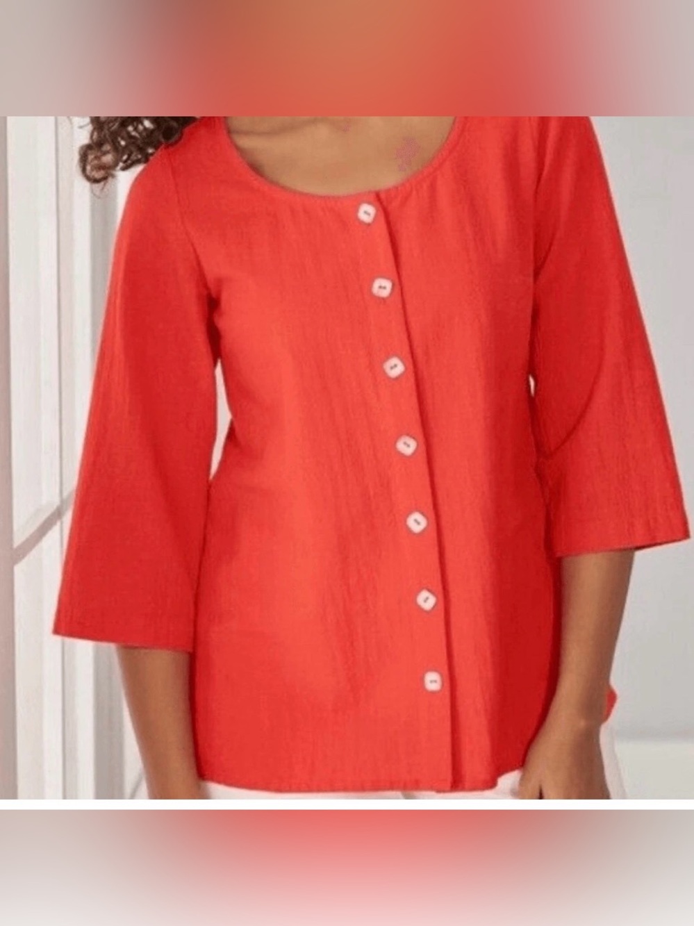 SOFT SURROUNDINGS
Bar Harbor Gauze Top in Orange Boho Lagenlook Relaxed Fit 3X